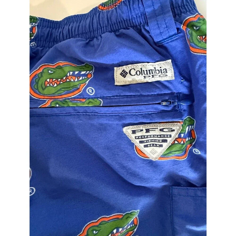 Columbia PFG Florida Gators Swim Trunks Mens Large Blue All Over Print Shorts NC